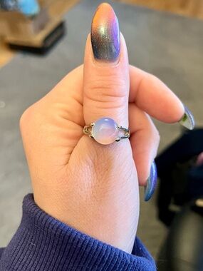 Opalite ring Silver plated Ring Pale Blue size 9.25